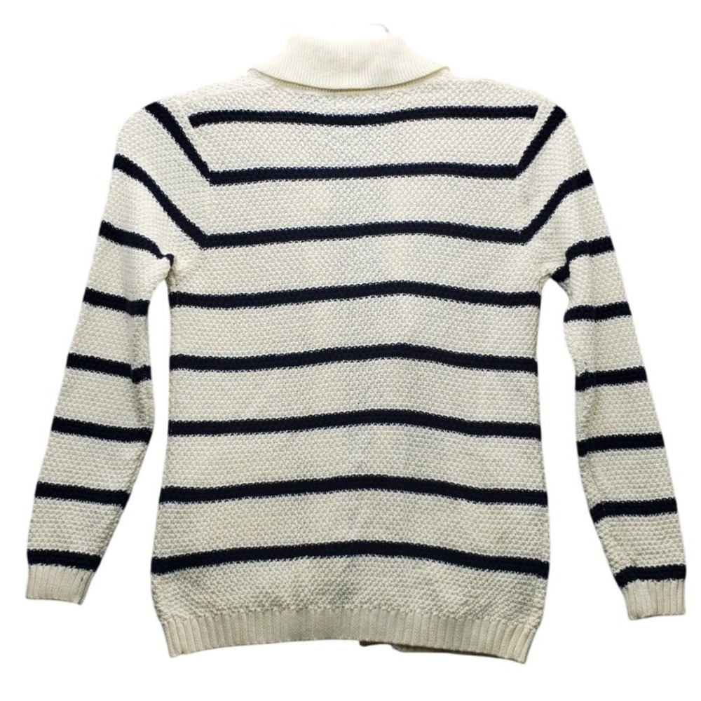 Andy & Evan Kid's Preppy Cream Blue Stripe Toggle Cardigan Sweater Size 11/12 - Picture 2 of 9